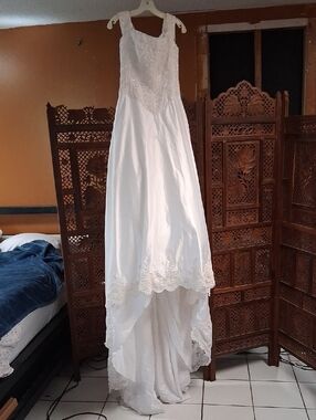 Mori Lee Ivory Lace High-Low Bridal Gown-9